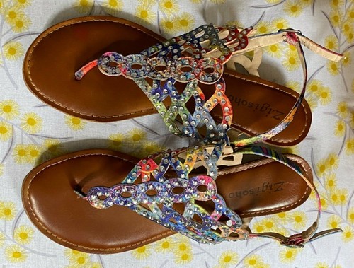 ZIGI SOHO Multi coloured be-jeweled sandals SIZE USA 7.5 (pre-loved) | eBay