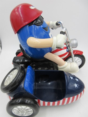 M&M Motorcycle Candy Dispenser Sidecar USA Freedom Rider Red White & Blue  - Picture 4 of 5