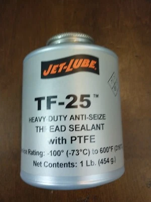 Jet Lube TF-25 Heavy Duty Anti-Seize Thread Sealant With PTFE 1 Lb Brush Cap New