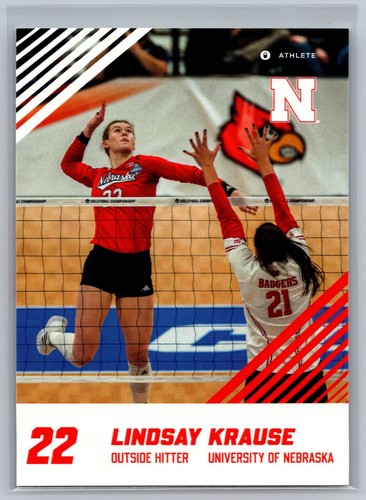 Volleyball Rookie Card Lindsay Krause 2023 ONIT Nebraska WHITE #54 Volleyball Card Rookie RC ...