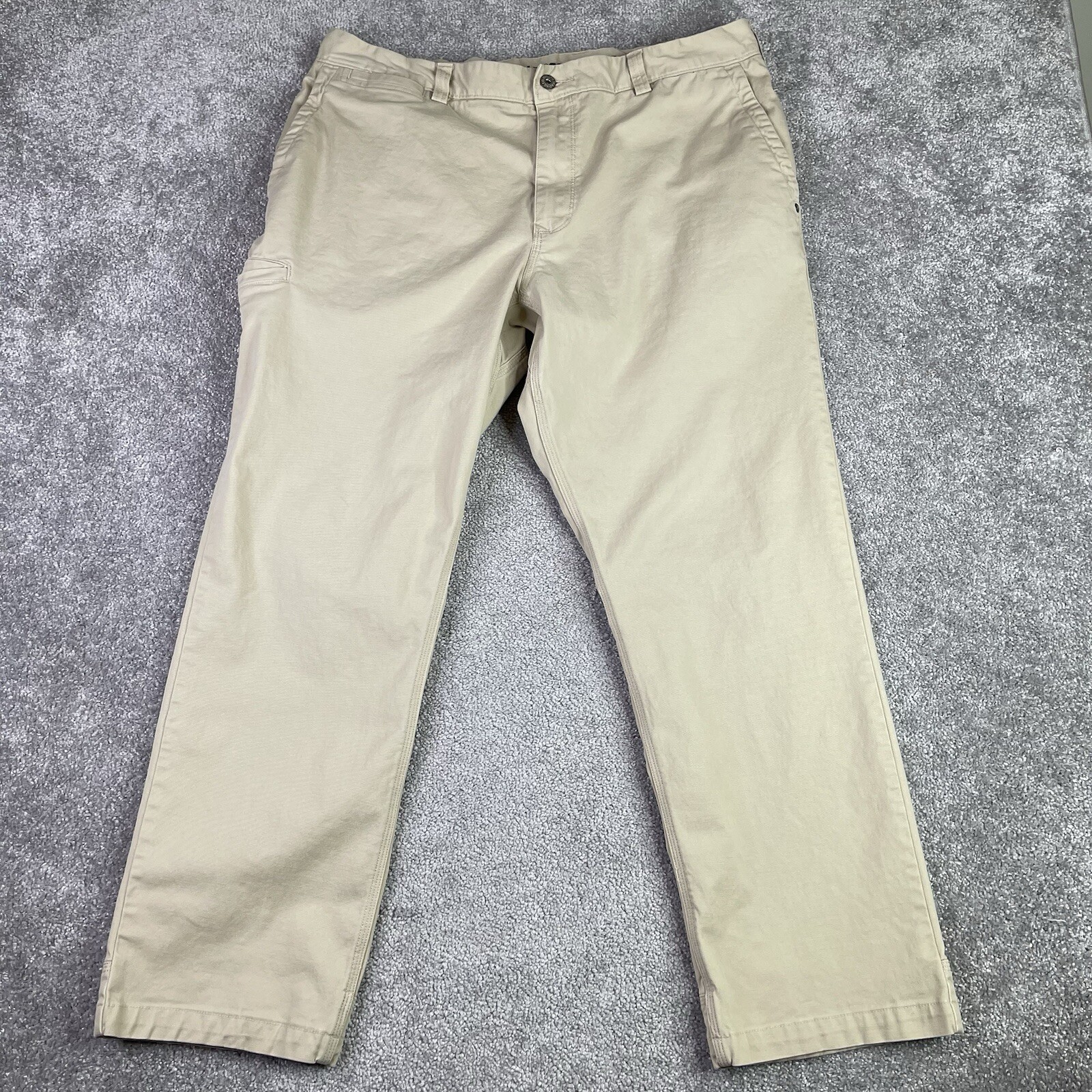 Duluth Pants Men’s 38X28.5* Beige Khaki Chino Straight Leg Pockets Ballroom Flex