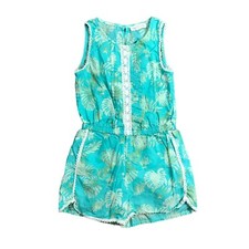 Tucker  Tate Lined 100 Cotton Palm Leaf Romper Little Girls Size 6 Lightweight
