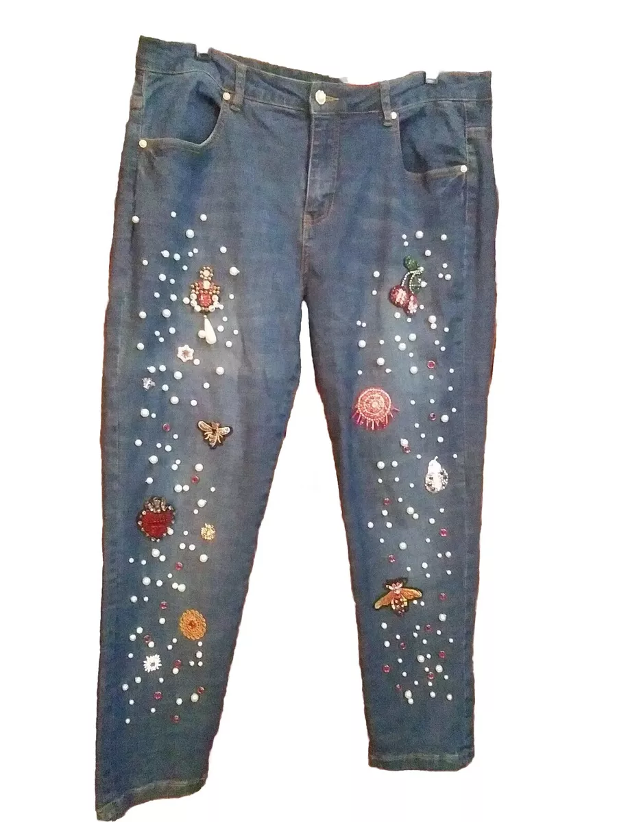 V cristina embroidered jeans sale