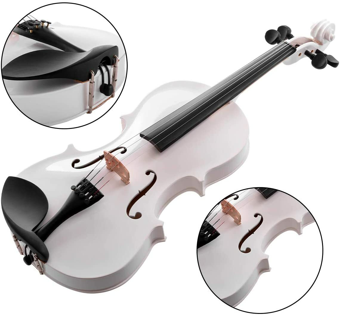 New 4/4 Full Size White Color Acoustic Violin Fiddle + Case + Bow 