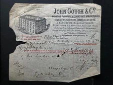 1899 John Gough furniture looking glass gilder Manchester  bill invoice advice