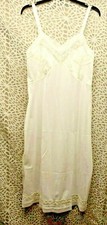 Vintage Women's Full Length Slip - 36 T - White W/ Lace - NICE