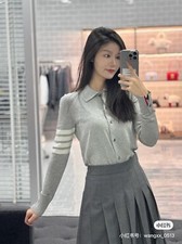 Thom Browne Wool Spring College Style Four-bar Sweater Jacket Knitted Cardigan