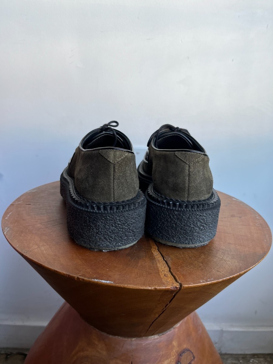 ADIEU PARIS Type 101 Dark Green Suede Black Creeper Crepe Platform