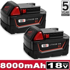 2x 8.0AH Extended Capacity Lithium Battery For Milwaukee for M18 18V 48-11-1860