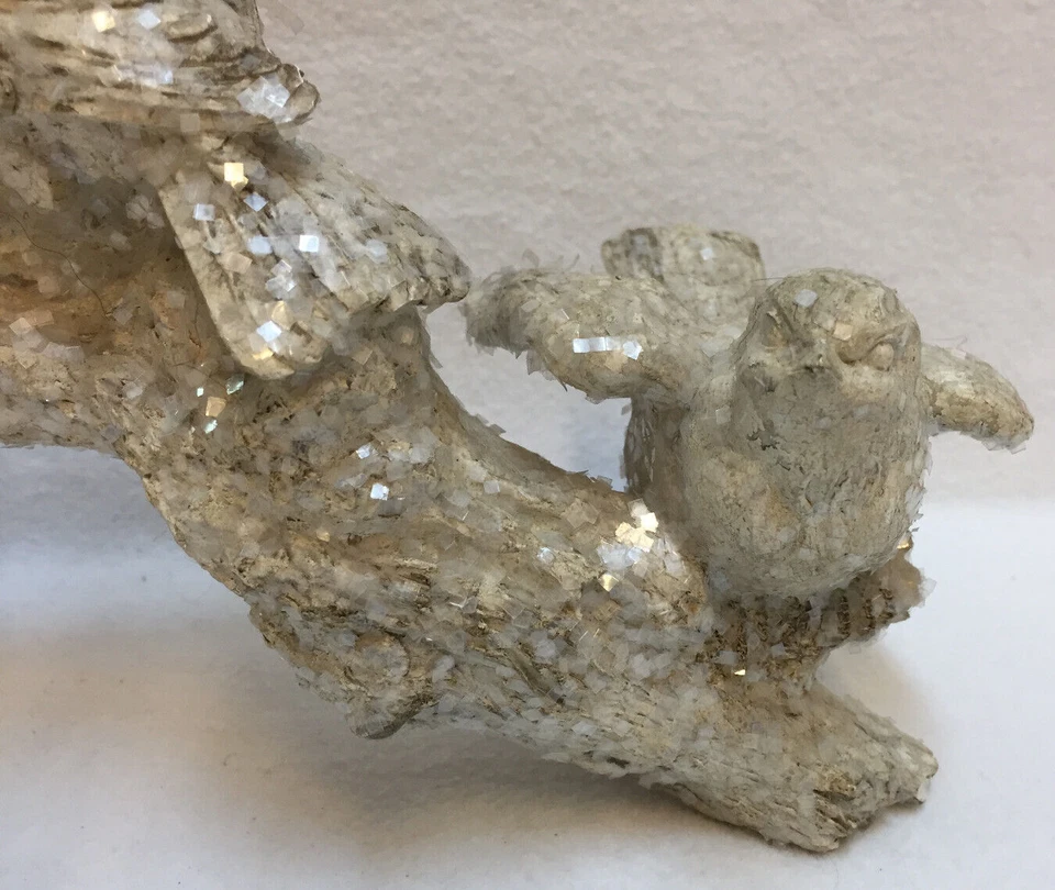 4 Pájaros en Rama Brillo Brillo Centro Pieza Mesa Escultura Sin Flores Foto 2 de 4