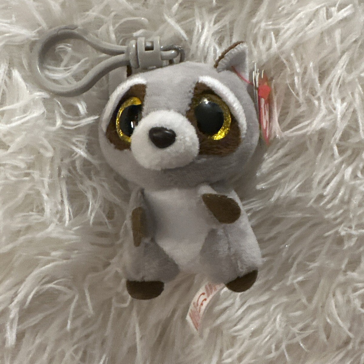 TY Beanie Boos - OAKIE the Raccoon (Glitter Eyes)(Key Clip - 3
