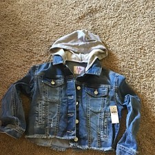 NWT girls sz 8 JUSTICE denim jacket w/hood button