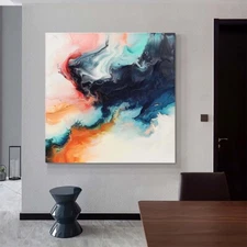 Tellow  Canvas 100% Hand-painted oil painting Abstract Home Decor Pink 24in