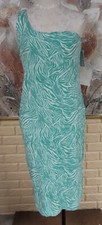 NWT NINE WEST ONE SHOULDER BODYCON GREEN AND WHITE DRESS ZEBRA PRINT DRESS