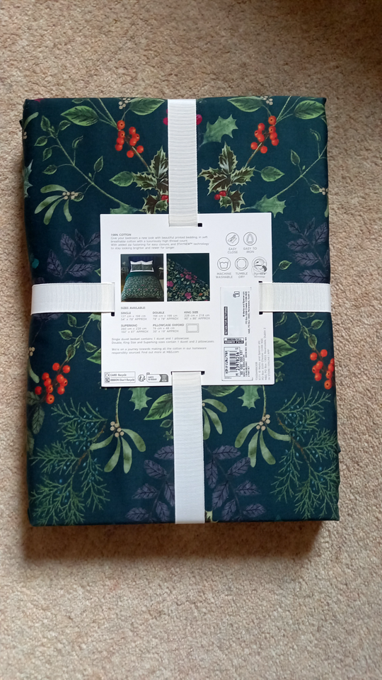 M & S single bedding set, Christmas pattern. Cotton sateen. NEW eBay