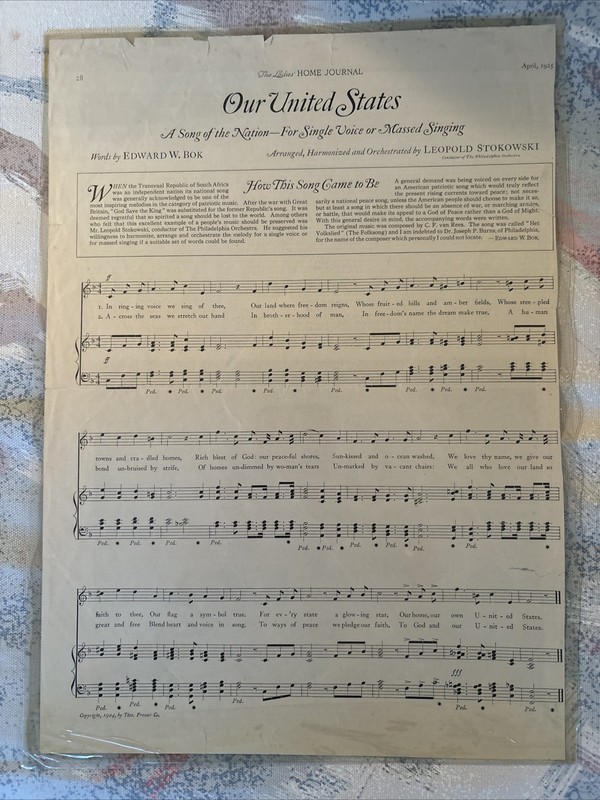 The Ladies Home Journal 1925 Our United States Music Publishing Co NYC Laminated