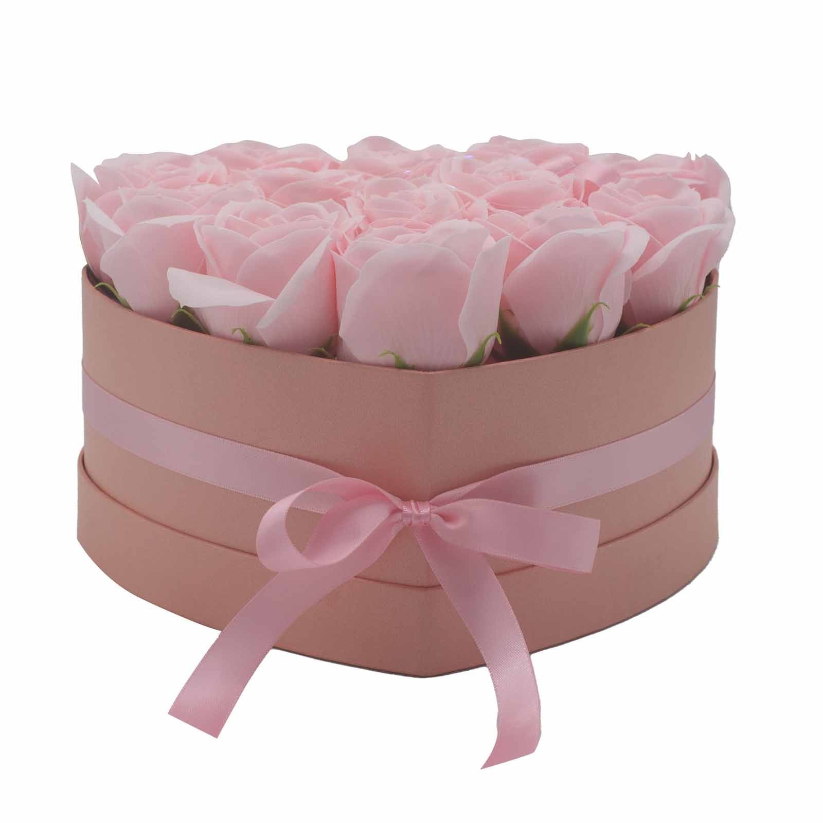 Soap Flower Gift Box Heart 13 Pink Roses Bath Petals Valentine's Day Mother Gift
