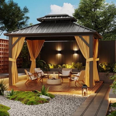 Heavy Duty Hardtop Gazebo Outdoor Gazebo All-weather Metal Canopy 10x12 Ft