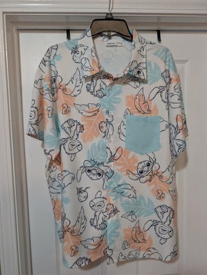 Men's Disney Lilo& Stitch Hawaiian Floral Button-down Shirt XL New Without Tags