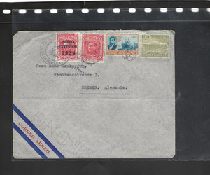 GUATEMALA-COVER-1935-AIRS-TO GERMANY-OVER PRINT-LOT OF 4-FRANKING!!-F-#35