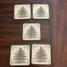Spode Christmas Tree Hardback Coasters, Set Of 5