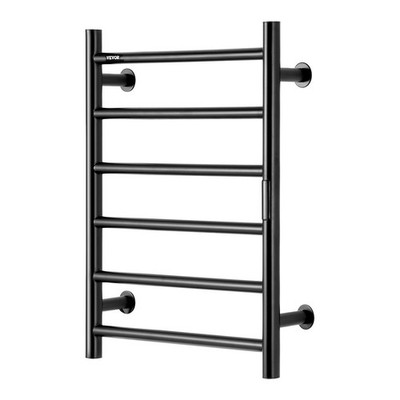 6-Bar Towel Dryer Electric - Quick Heat, 1-8h Auto Off, 33lb Load Black
