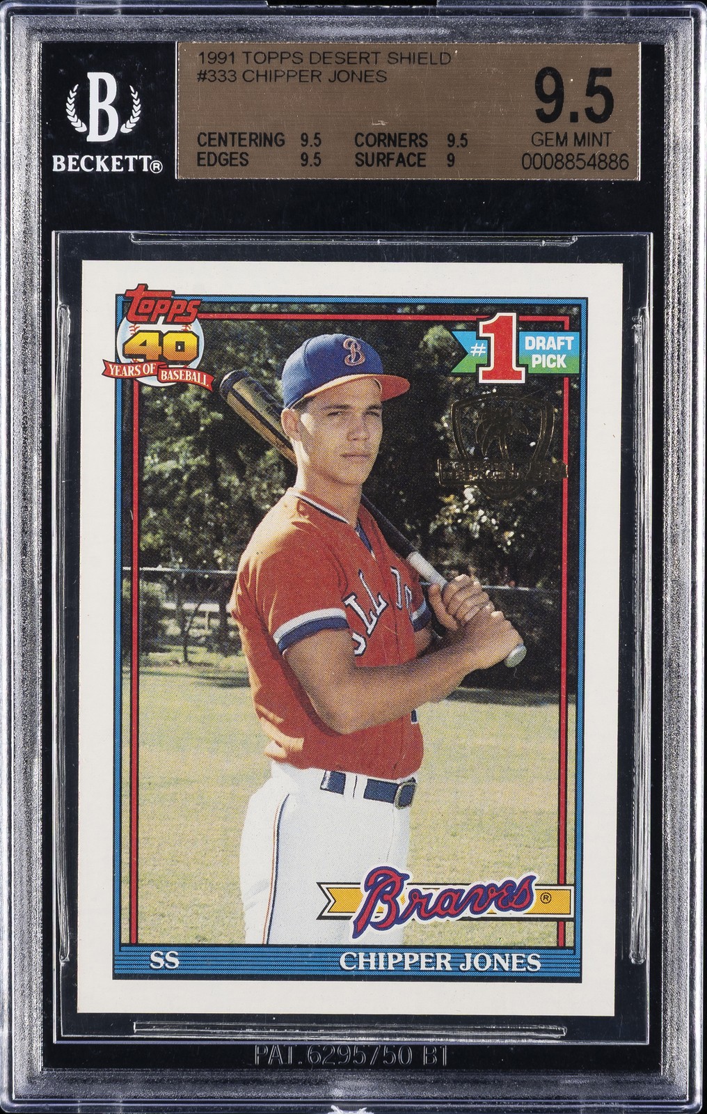 1991 TOPPS DESERT SHIELD #333 CHIPPER JONES BGS 9.5