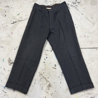 t*g様 50s wool gabardine slacks vintage u Vintage 40s 50s Gabardine Wool Striped Dress Pants Pleated