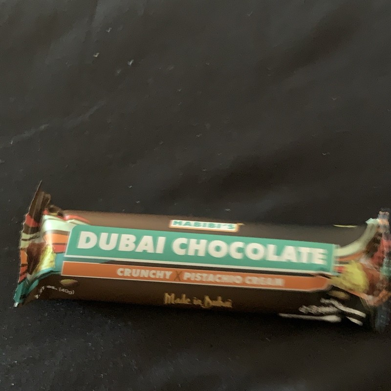 Habibi's Dubai Chocolate Crunchy Pistachio Bar 40g, Bar Wrapper