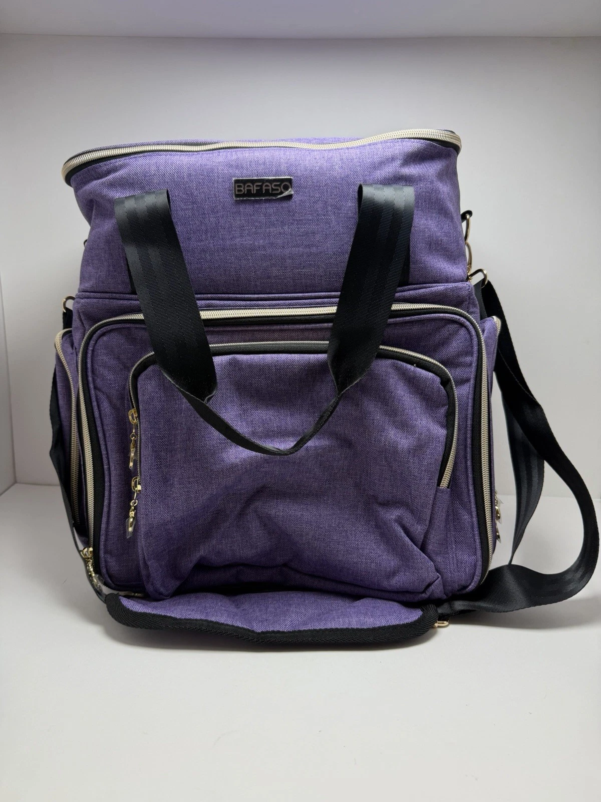 BAFASO Purple Diaper Backpack with Zipper, Adjustable Strap, Inner Pockets