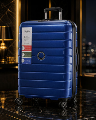 DELSEY Paris Cruise 24  Expandable Hardshell Spinner Suitcase Blue TSA Lock NEW