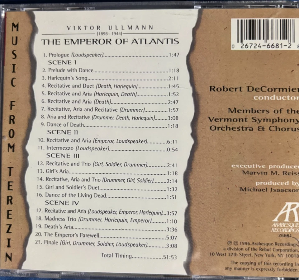 Viktor Ullman - The Emperor Of Atlantis: Music From Terezin CD - Image 4 of 4