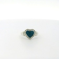 Sterling Silver Blue Enamel Heart Ring - Size 6 C31028788 