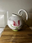 Vintage Stangl Pottery Terra Rose Round Pitcher Pink on White 7 inch