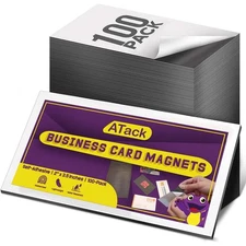 ATack Self-adhesive Business Card Magnets with Adhesive Backing, Pack of 100,...