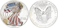 USA 1 DOLLARO 2000 AMERICAN EAGLE LIBERTY 1oz ARGENTO COLORATO AUTUNNO ST 137530