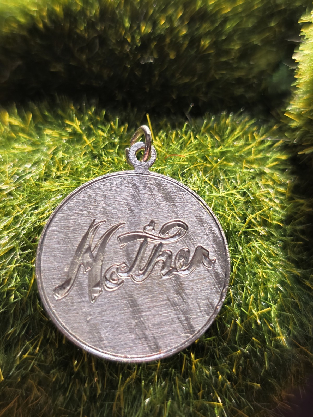 Sterling Silver 925 Mother Cursive Script Round C… - image 1