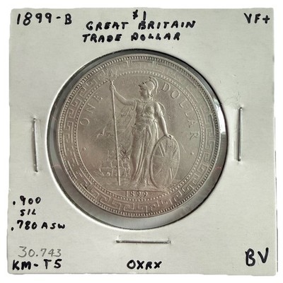1899 B Great Britain Silver Trade Dollar .900 KM#T5 Coin British UK- Very Fine