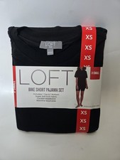NEW WOMEN'S LOFT 2 PC SOFT KNIT BIKE SHORT SLEEP SET SMOOTH  Black X-Small