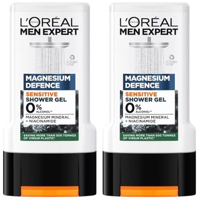 L'Oréal Men Expert Magnesium Defence Sensitive Shower Gel, 300ml (Pack of 2)
