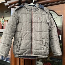 Tommy Hilfiger Boys Puffer Jacket Size M 10-12 Hooded Fleeced Lined Winter Coat
