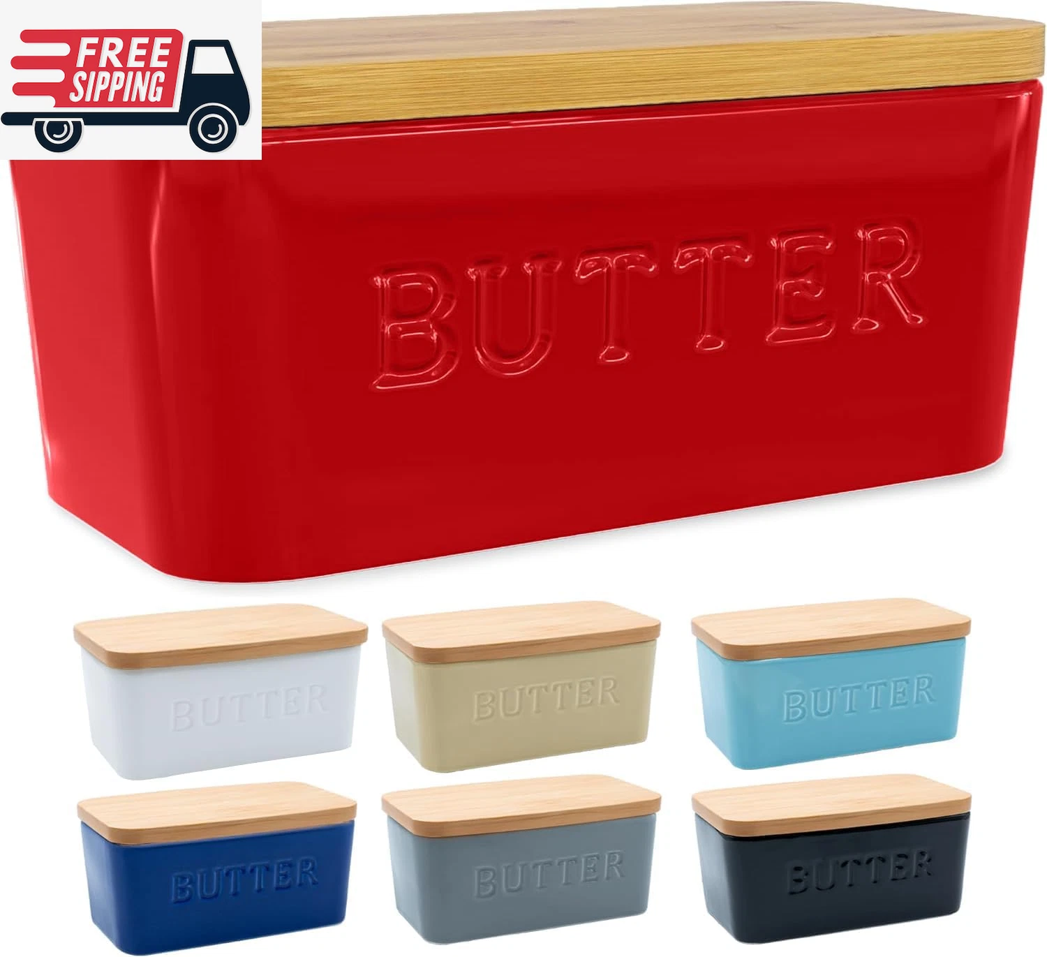 Prioritychef Extra Large Butter Dish with Lid for Countertop, Ceramic Butter Con