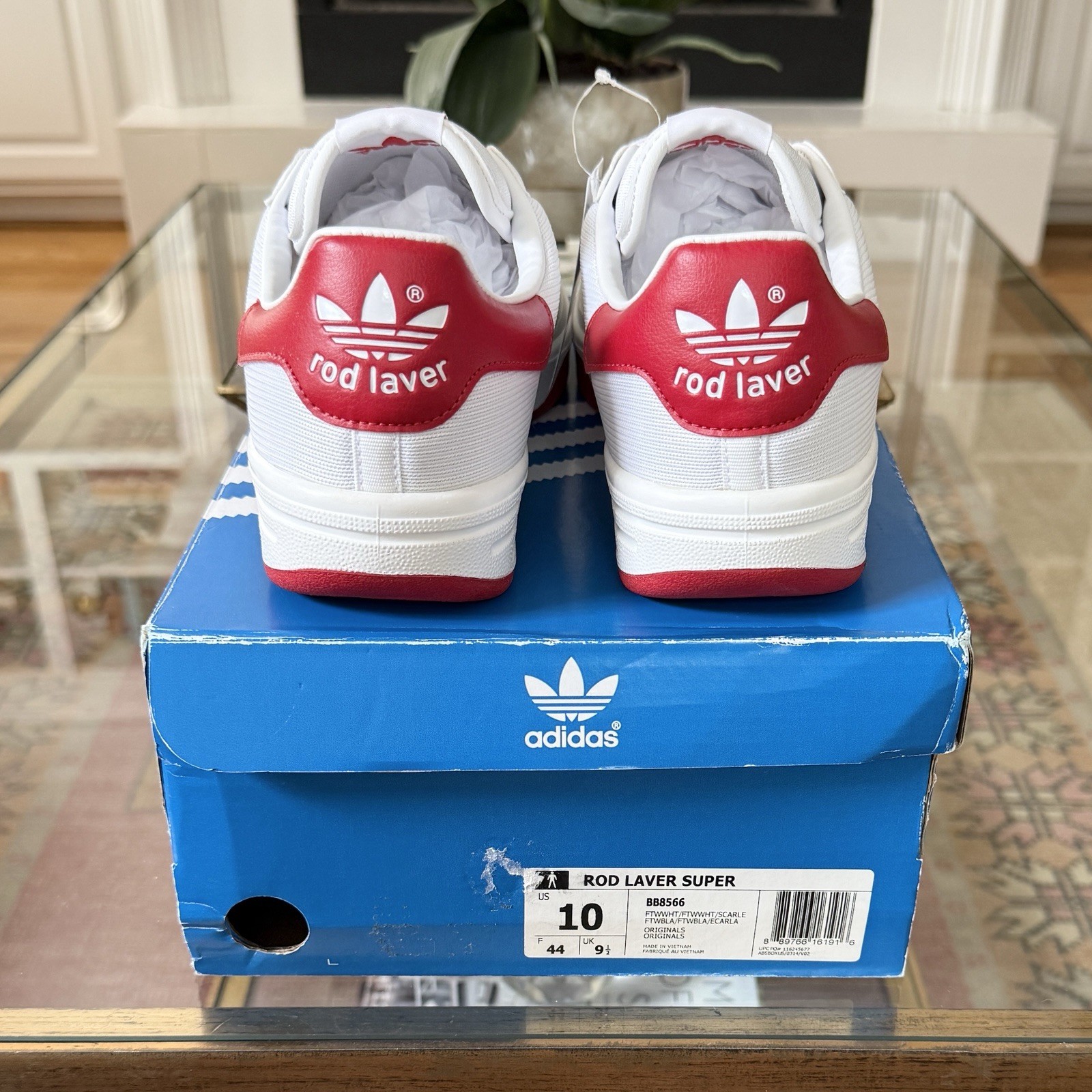 Size 10 - adidas Rod Laver Super  - White/Scarlet/White - BB856 - SAME DAY SHIP image 8