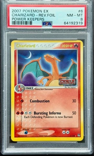 Pokemon Charizard 6/108 - PSA 8 - NM-MT - EX Power Keepers Reverse Holo Stamped
