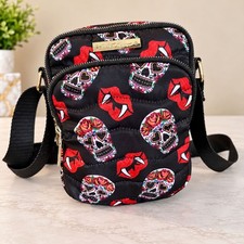 Betsey Johnson Quilted Crossbody Bag Vampire Lips Halloween
