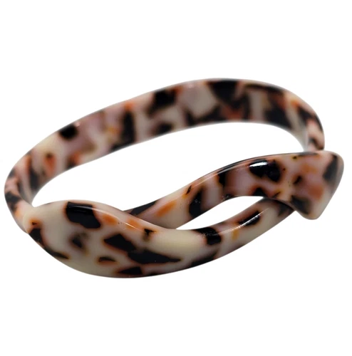 Faux Tortoise Shell Cuff Bracelet Lucite Fashion Jewelry Costume Retro Vintage
