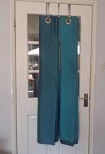 Wilko Teal Faux Silk Eyelet Curtains Pair 66" x 54" Drop