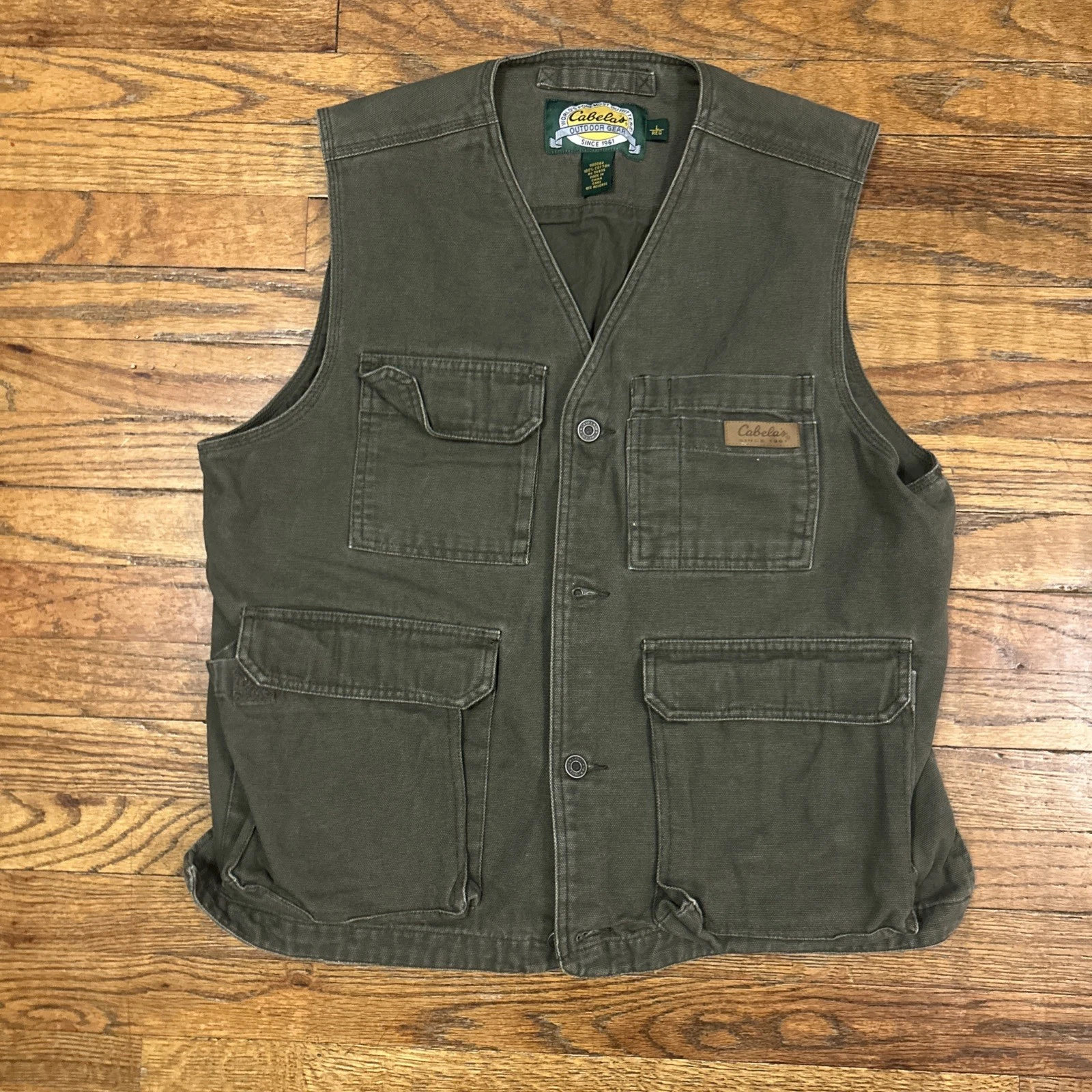 CABELA'S Safari Series Mens Large Green Full-Zip - Hunting Fishing Vest