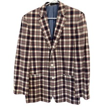 Lauren Ralph Lauren Madras Plaid Blazer Mens Size 42L Sport Coat Cotton Preppy