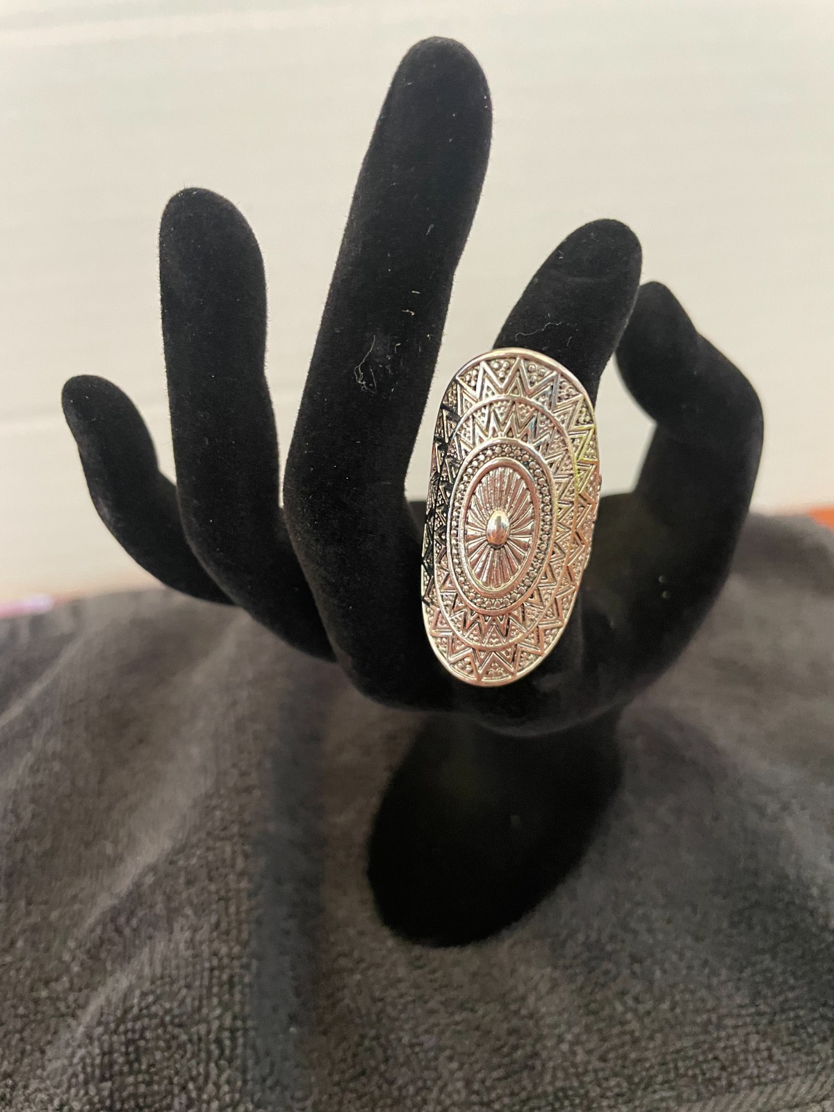 Silver colored ring mandala ring - image 1